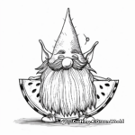 Cheerful Gnome with a Watermelon Coloring Pages 1