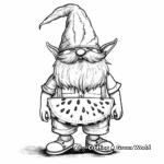 Cheerful Gnome with a Watermelon Coloring Pages 2