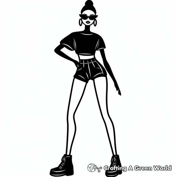 Chic Fashion Black Barbie Coloring Pages 1