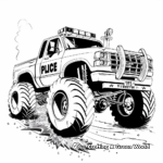 Child-Friendly Cartoon Police Truck Coloring Pages 1