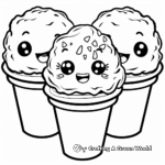 Child-Friendly Gelato Cups Kawaii Coloring Pages 2