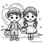 Children in Costume Trick or Treat Coloring Pages 3
