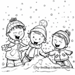 Children Playing in Snow Coloring Pages 2