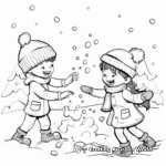Children Playing in Snow Coloring Pages 3