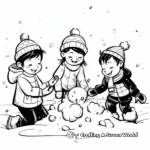 Children Playing in Snow Coloring Pages 4
