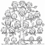 Children's Beginners Family Tree Coloring Pages 1