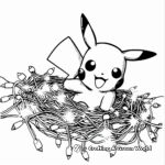 Christmas Pikachu with Christmas Lights Coloring Pages 1