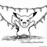 Christmas Pikachu with Christmas Lights Coloring Pages 2