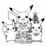 Christmas Themed Pikachu and Friends Coloring Pages 1