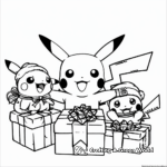 Christmas Themed Pikachu and Friends Coloring Pages 2