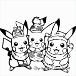 Christmas Themed Pikachu and Friends Coloring Pages 4