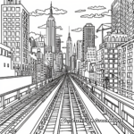 Cityscapes with Train Tracks Coloring Pages 1