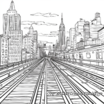 Cityscapes with Train Tracks Coloring Pages 2