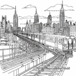 Cityscapes with Train Tracks Coloring Pages 3
