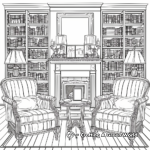 Classic Library Design Interior Coloring Pages 1