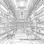Classic Library Design Interior Coloring Pages 4