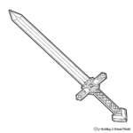 Classic Minecraft Sword Coloring Pages 4