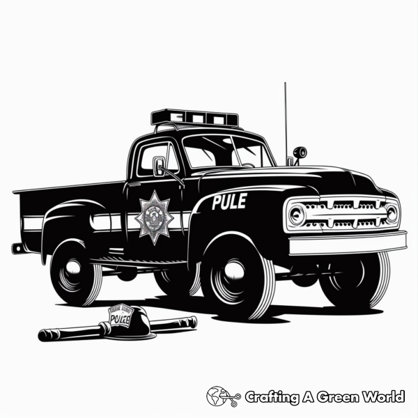 Classic Police Truck Coloring Pages 1