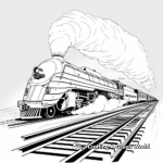 Classic Steam Train on Tracks Coloring Pages 1