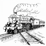 Classic Steam Train on Tracks Coloring Pages 2