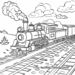 Classic Steam Train on Tracks Coloring Pages 3