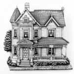 Colonial Doll House Coloring Scenes 1