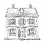 Colonial Doll House Coloring Scenes 3