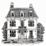 Colonial Doll House Coloring Scenes 4