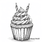 Colorful Happy Birthday Cupcake Coloring Pages 1