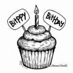 Colorful Happy Birthday Cupcake Coloring Pages 2