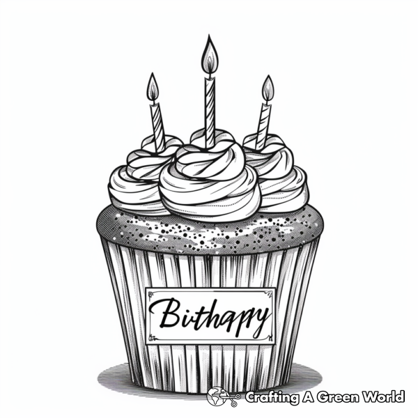 Happy Birthday Cupcake Coloring Pages - Free &amp; Printable!