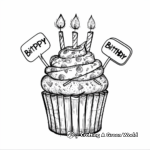 Colorful Happy Birthday Cupcake Coloring Pages 4