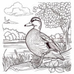 Colorful Mallard Duck in Autumn Scenery Coloring Pages 3