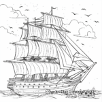 Colorful Pirate Ship Coloring Pages 1