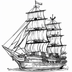 Colorful Pirate Ship Coloring Pages 3