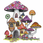 Colorful Psychedelic Mushroom House Coloring Pages 1