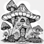 Colorful Psychedelic Mushroom House Coloring Pages 2