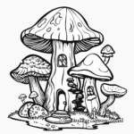 Colorful Psychedelic Mushroom House Coloring Pages 4