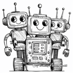 Colorful Robot Friends Coloring Pages 1