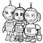 Colorful Robot Friends Coloring Pages 2