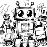 Colorful Robot Friends Coloring Pages 3