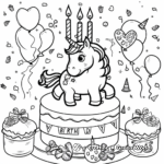 Colorful Unicorn Birthday Parade Coloring Pages 3