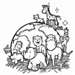Coloring Page Depicting the Creation of Animals 2