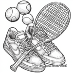 Coloring Pages of Tennis Shoes, Rackets, and Balls 2