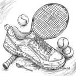 Coloring Pages of Tennis Shoes, Rackets, and Balls 3
