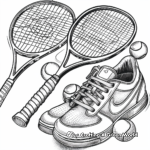 Coloring Pages of Tennis Shoes, Rackets, and Balls 4