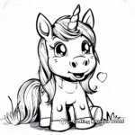 Comic Style Kawaii Unicorn Coloring Pages 4