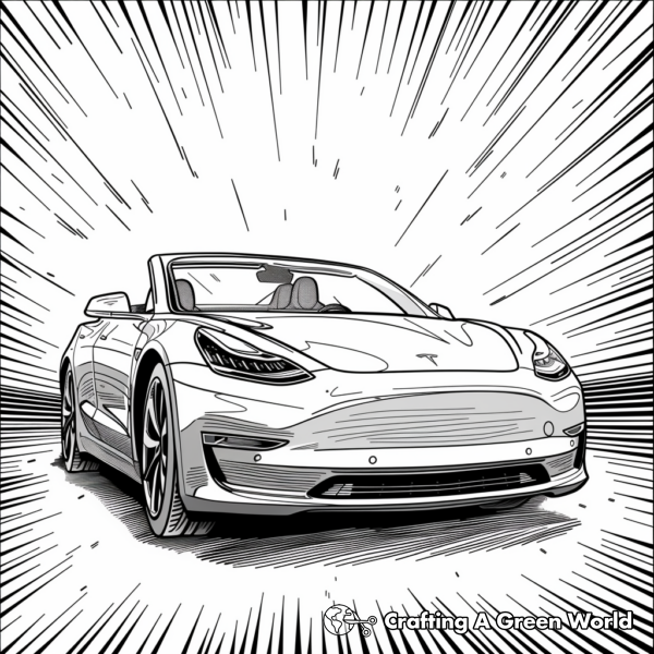 Comic Style Tesla Roadster Coloring Pages 1