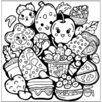 Complex Cute Food Items Hard Coloring Pages 1
