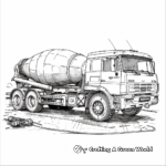 Complex Detailed Cement Truck Coloring Pages for Adults 1